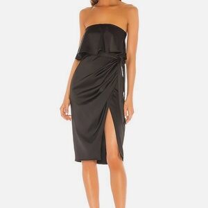 Lovers + Friends Black Asymmetrical Strapless Sheath Dress